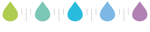 4 multicoloured water droplets icon