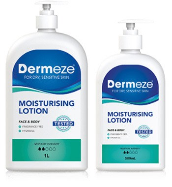 Dermeze Moisturising Lotion for dry sensitive skin 1L and 500ml