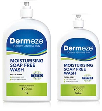 Dermeze Moisturising Soap Free Wash for dry and sensitive skin 1L and 500ml